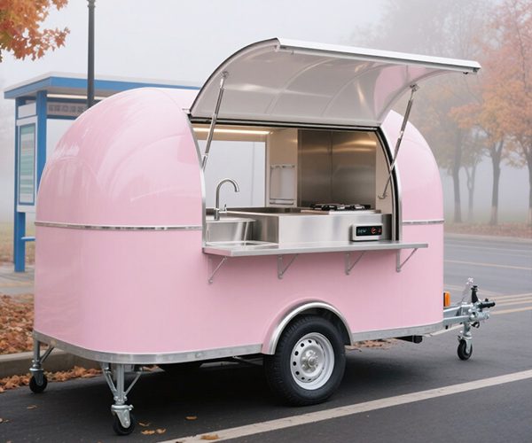 pink coffee food trailer