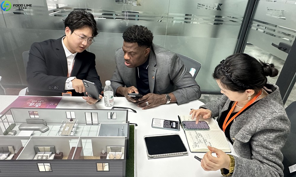 discussing products with customers