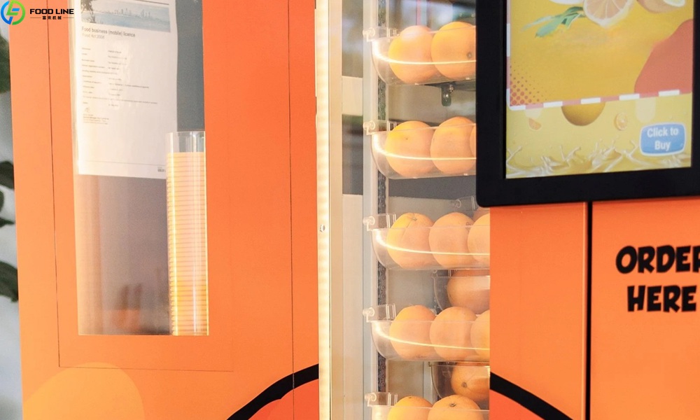 fresh orange juice vending machine detail