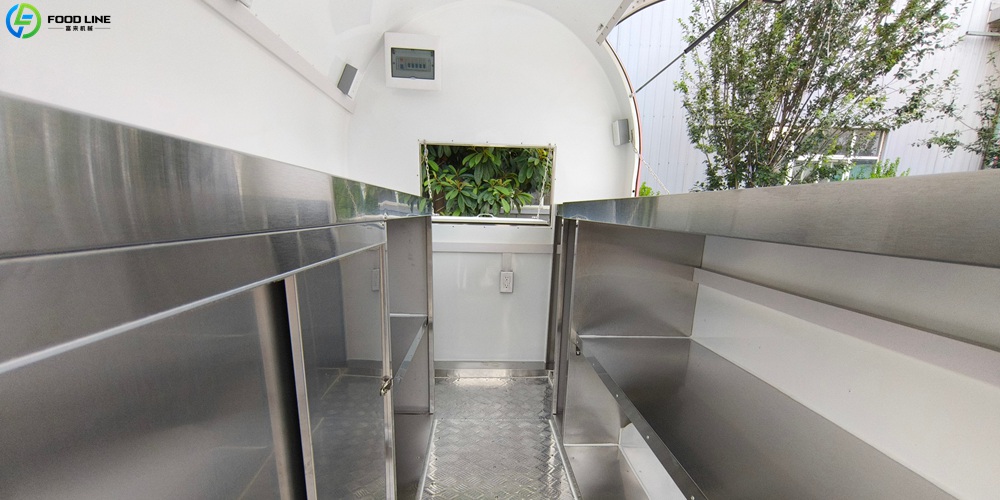 pink round trailer interior