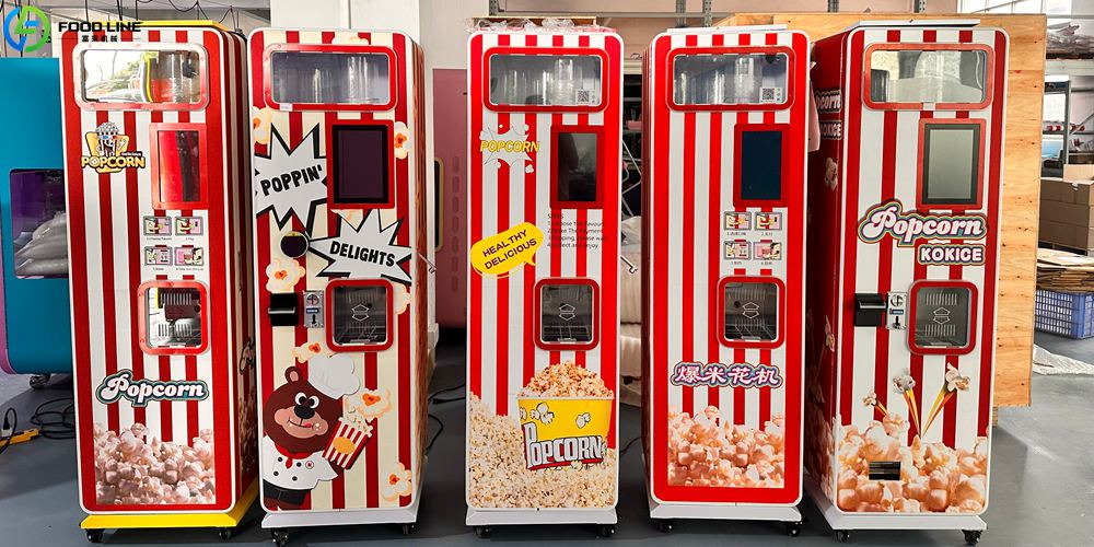 popcorn vending machines with various exterior designs
