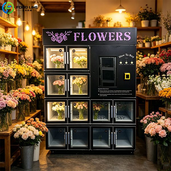 black vending device for flowers