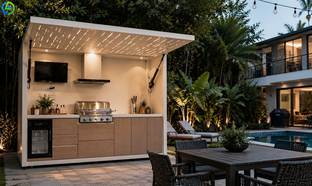 white 2.9m outdoor kitchen