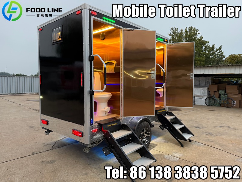 black two stall mobile toilet trailer