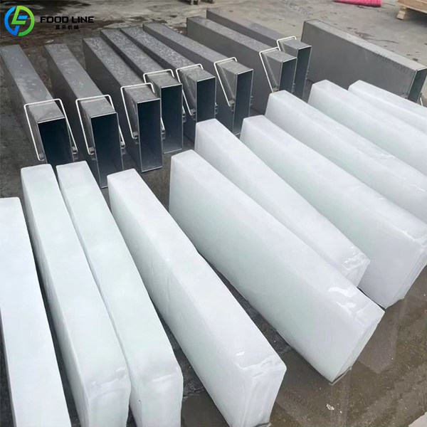 finished ice blocks from a block ice device