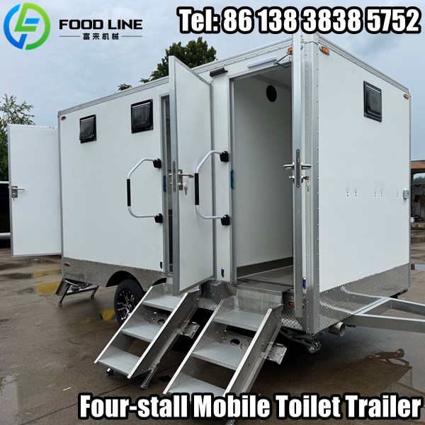 white 4 stall mobile toilet trailer
