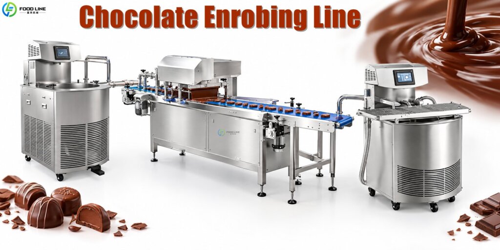 chocolate enrobing line device
