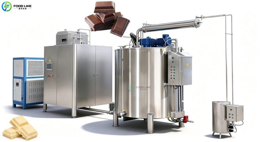 continuous chocolate tempering device